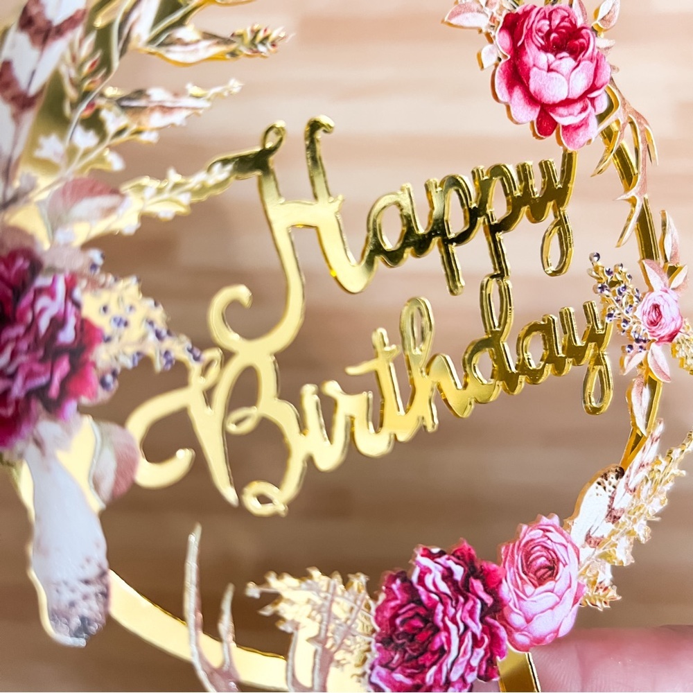 Acrylic Happy Birthday Cake Toppers, 4 Pack - Picture 8 of 10